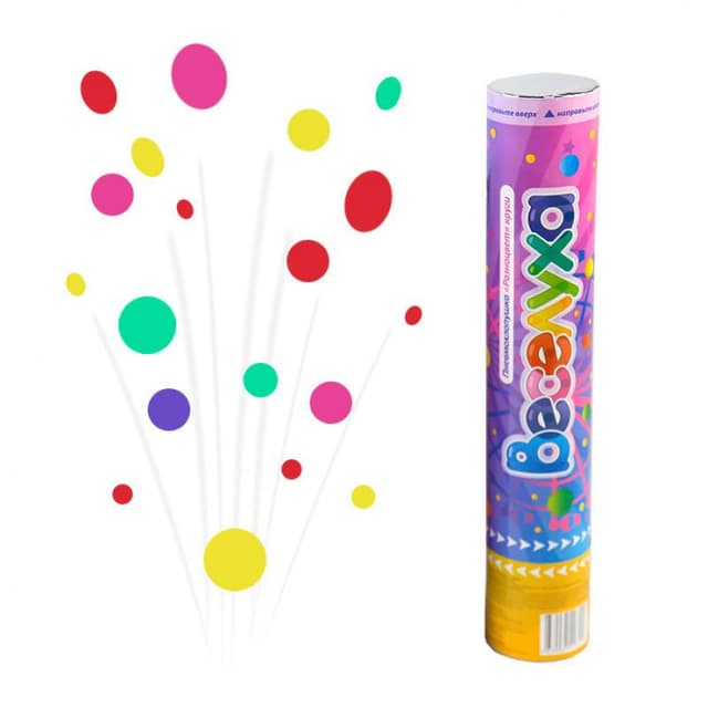 Пневмохлопушка Разноцветные круги/30см/ Веселуха Пневмохлопушка Разноцветные круги/30см/ Веселуха