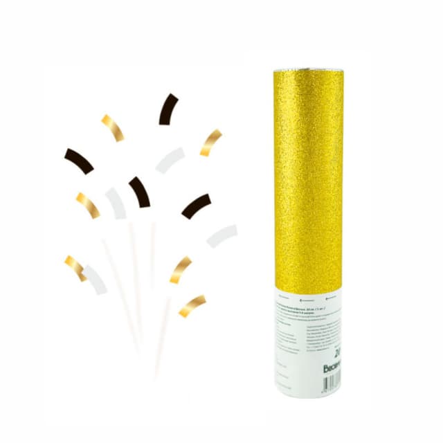 Пневмохлопушка "Золотой глиттер" Монохромный блеск бумага/фольга 20 см Пневмохлопушка "Золотой глиттер" Монохромный блеск бумага/фольга 20 см