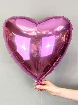 Сердца металлик 45 см розовые /fm