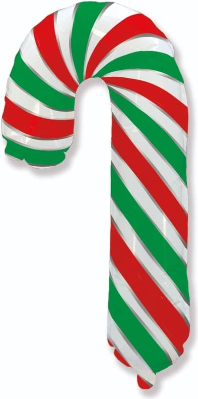 Шар (12''/30 см) Мини-фигура, Леденец трость, Красный/Зеленый