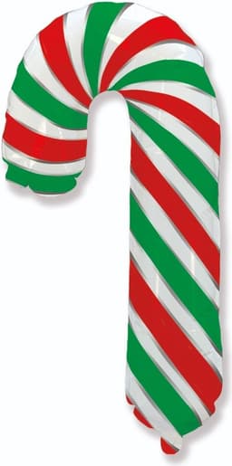 Шар (12''/30 см) Мини-фигура, Леденец трость, Красный/Зеленый