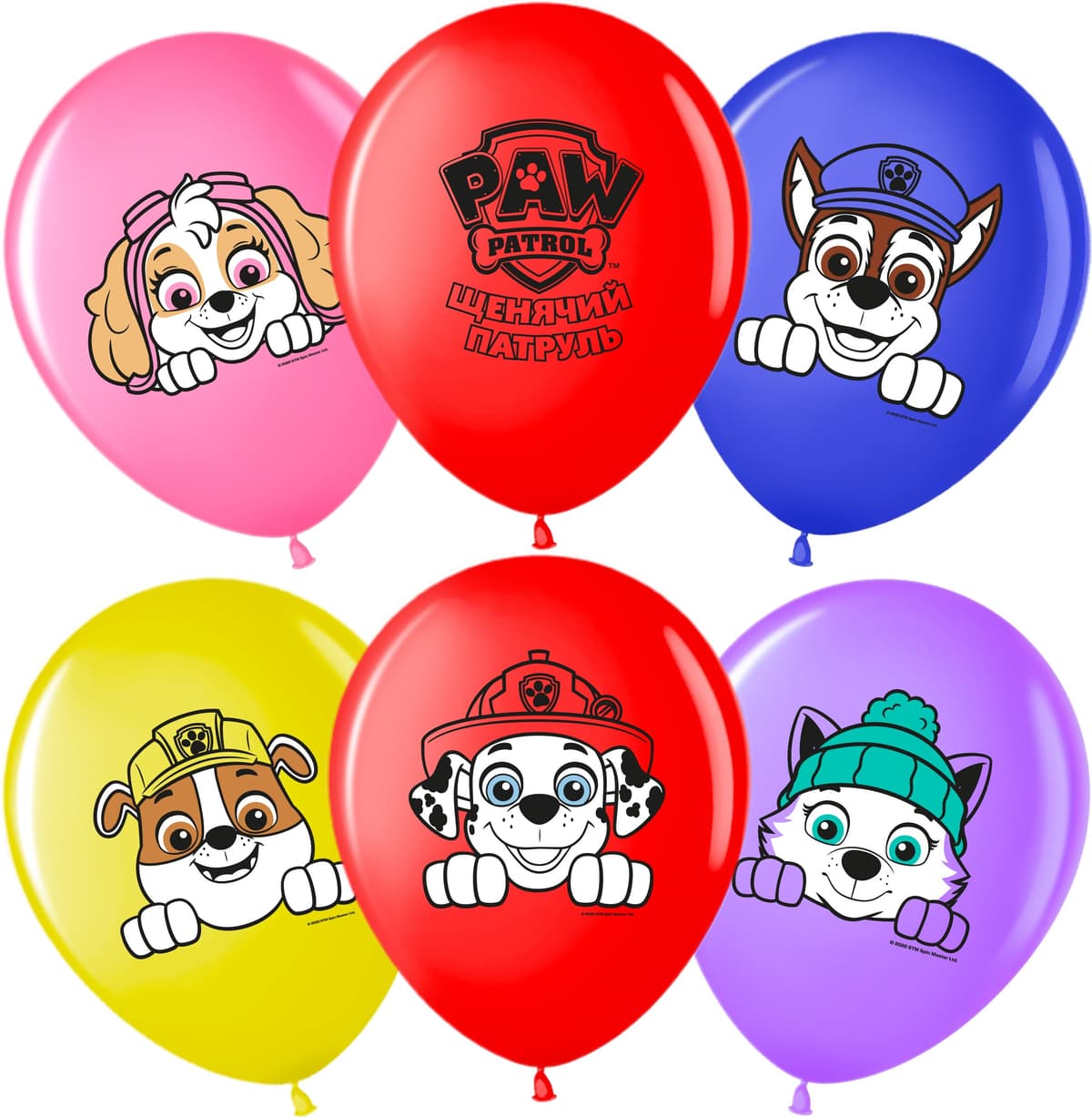 Шар (12''/30 см) Щенячий Патруль, Ассорти, пастель, 2 ст