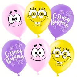 Шар 12"30см ! Губка Боб,ассорти/Пастель/ Шар 12"30см ! Губка Боб,ассорти/Пастель/