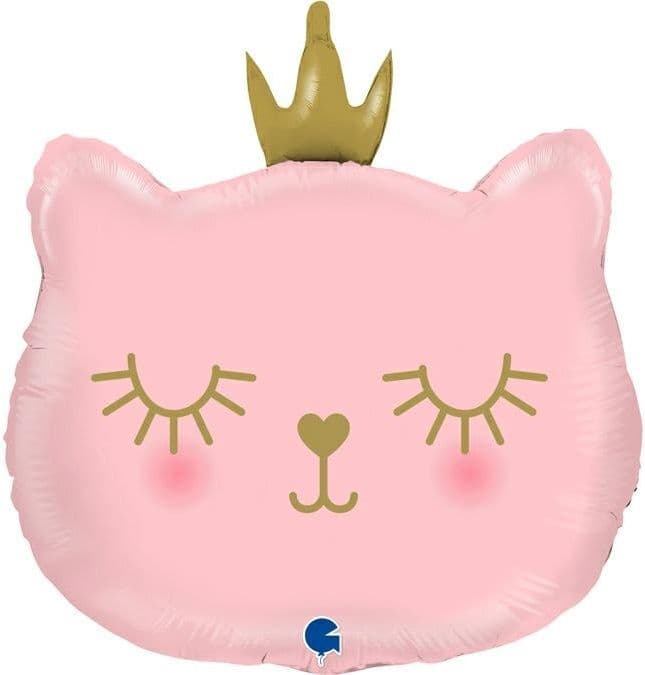Шар (14''/36 см) Мини-фигура, Котенок Принцесса, Розовый