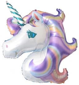 Шар (15"/38см) Мини-фигура,Голова Единорога,фиолетовый