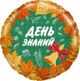 Шар (18"/46 см) Круг, День Знаний, 1 Сентября, Оранжевый