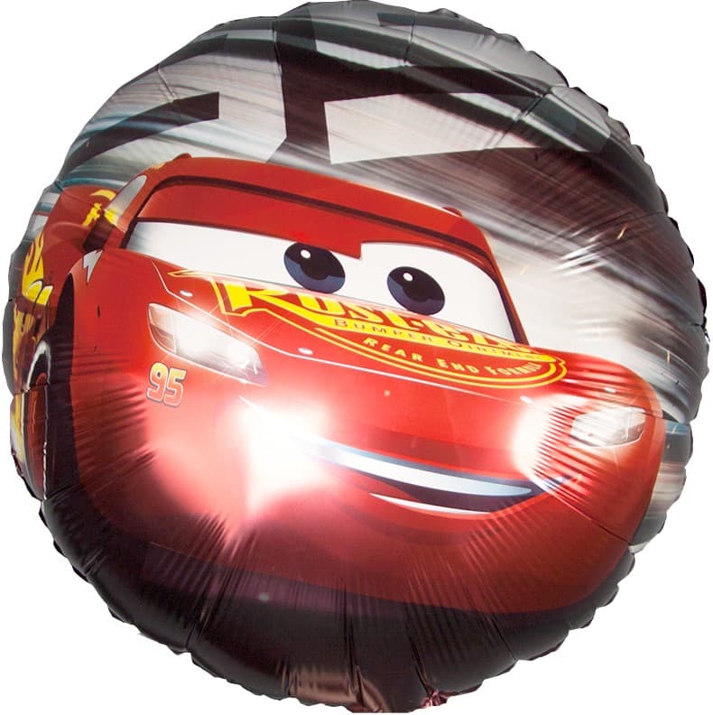 Шар (18''/46 см) Круг, Тачки, Молния МакКуин, Красный