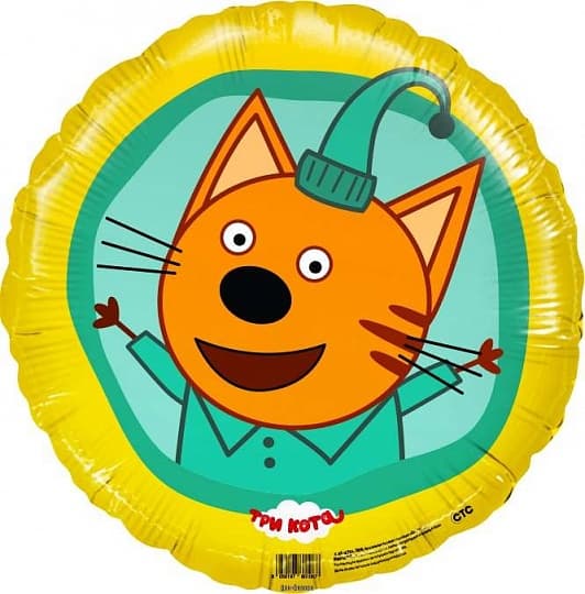 Шар (18"/46см) Круг,Три Кота,Компот,желтый