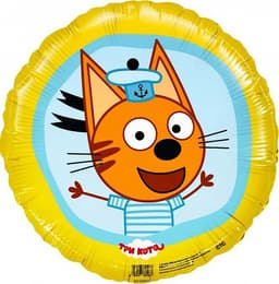 Шар (18"/46см) Круг,Три Кота,Коржик,желтый