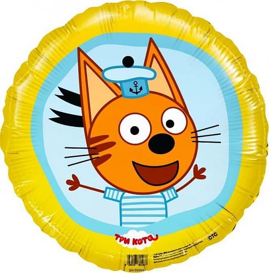 Шар (18"/46см) Круг,Три Кота,Коржик,желтый Шар (18"/46см) Круг,Три Кота,Коржик,желтый