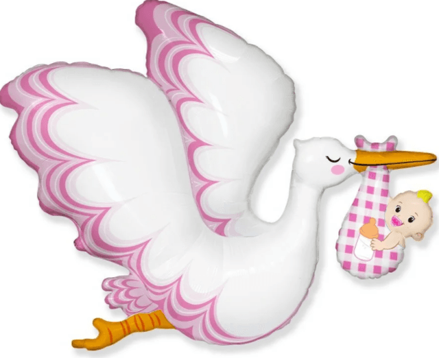 Шар (38"/97см) Фигура,Аист принес девочку Шар (38"/97см) Фигура,Аист принес девочку