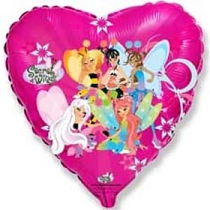 Шар фольга Феи Вингс на розовом сердце с гелием 45 см Шар фольга Феи Вингс на розовом сердце с гелием 45 см