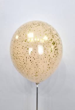 Шар стеклянный (шар в шаре) бежевый с конфетти блестки золото 30 см