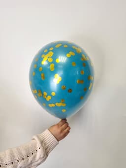 Шар стеклянный (шар в шаре) бирюза с конфетти золото 30 см