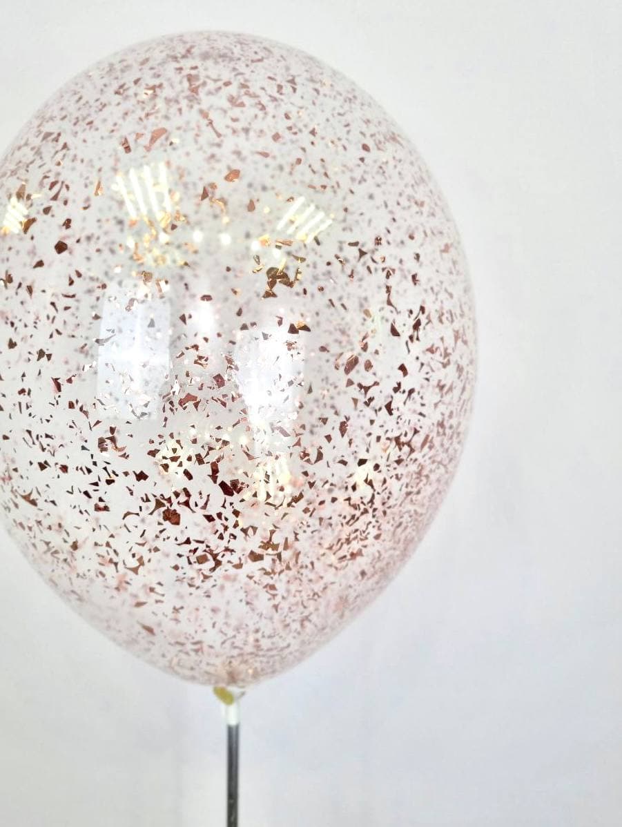 Шарик с конфетти блестки (розовое золото)
