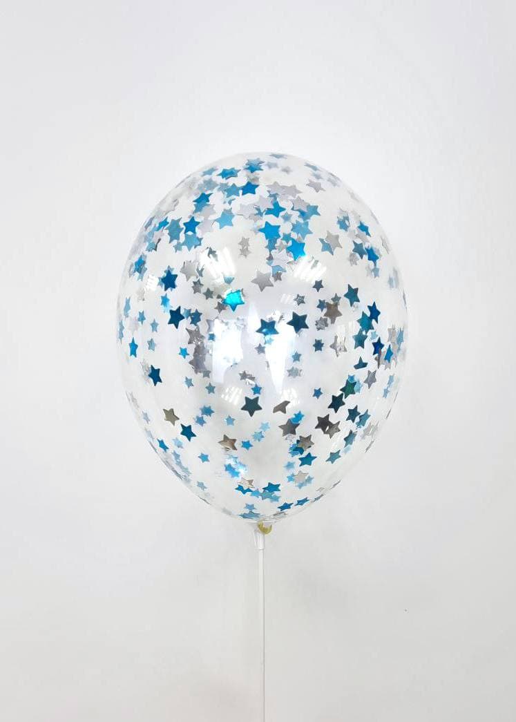 Шарик с конфетти звезды (Голубой микс)