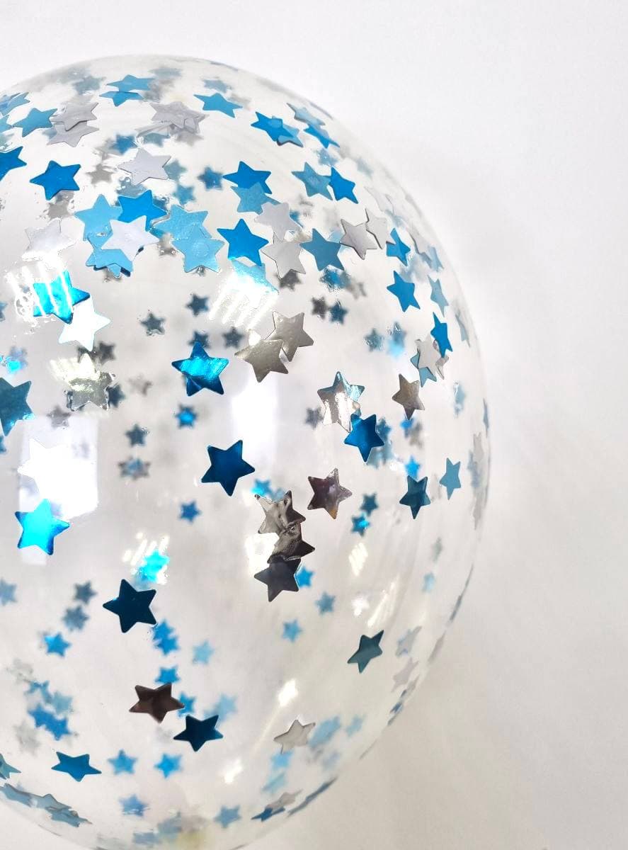 Шарик с конфетти звезды (Голубой микс)