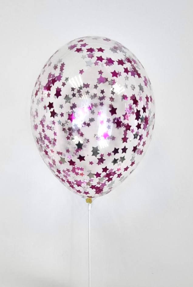 Шарик с конфетти звезды (Розовый микс)