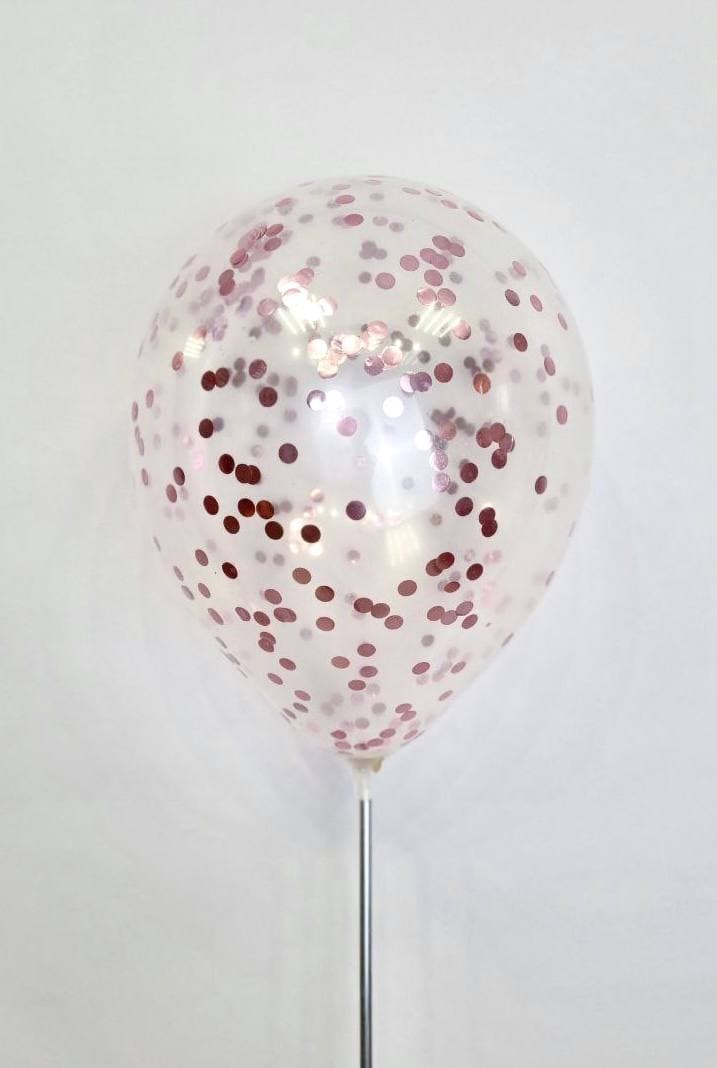 Шарик с круглым конфетти (розовое золото)