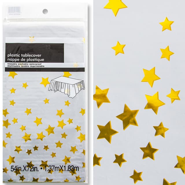 Скатерть (полиэтилен), Звезды, Белый/Золото, Металлик, 137*183 см, 1 шт. Скатерть (полиэтилен), Звезды, Белый/Золото, Металлик, 137*183 см, 1 шт.