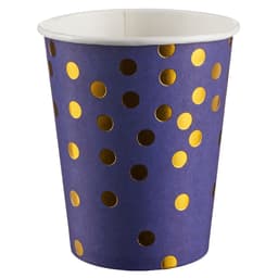 Стаканы (250 мл) Золотое конфетти, Синий/Золото, Металлик, 6 шт.