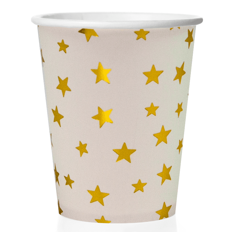 Стаканы (250 мл) Золотые звезды, Белый, Металлик, 6 шт.