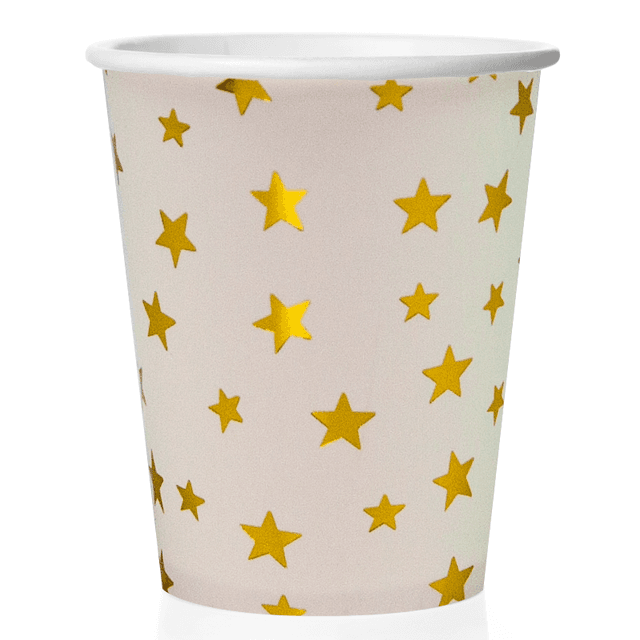 Стаканы (250 мл) Золотые звезды, Белый, Металлик, 6 шт. Стаканы (250 мл) Золотые звезды, Белый, Металлик, 6 шт.