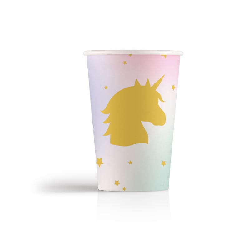 Стаканы Голова Единорога золотая 250мл/6шт