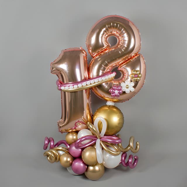 Стойка из шаров с воздухом «Розовый блеск» Стойка из шаров с воздухом «Розовый блеск»