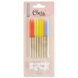 Свеча для торта Яркое ассорти/Золото Металлик 9,5 см 8 шт