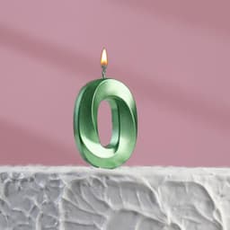 Свеча в торт на шпажке «Грань», цифра "0", изумруд, 13 см