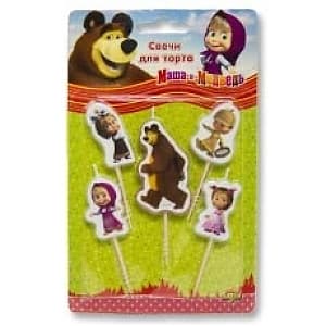 Свечи д/торта на пиках Маша и Медведь 5шт/V Свечи д/торта на пиках Маша и Медведь 5шт/V