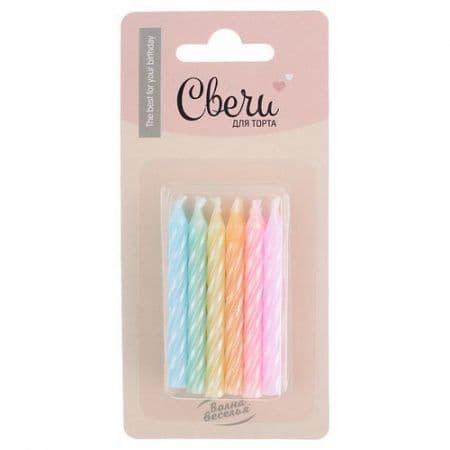 Свечи для торта Макарунс Ассорти Перламутр 6 см 12 шт Свечи для торта Макарунс Ассорти Перламутр 6 см 12 шт