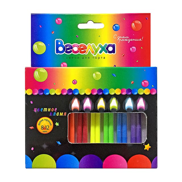 Свечи тортовые классические "Цветное пламя" 12 шт. Свечи тортовые классические "Цветное пламя" 12 шт.