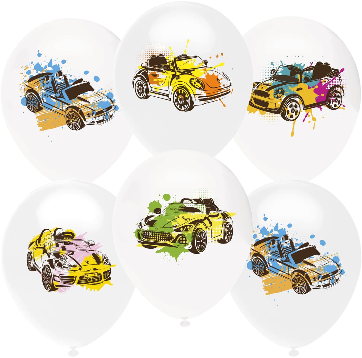 Т Шар 12 / 30 см Машинки Граффити/белый/пастель