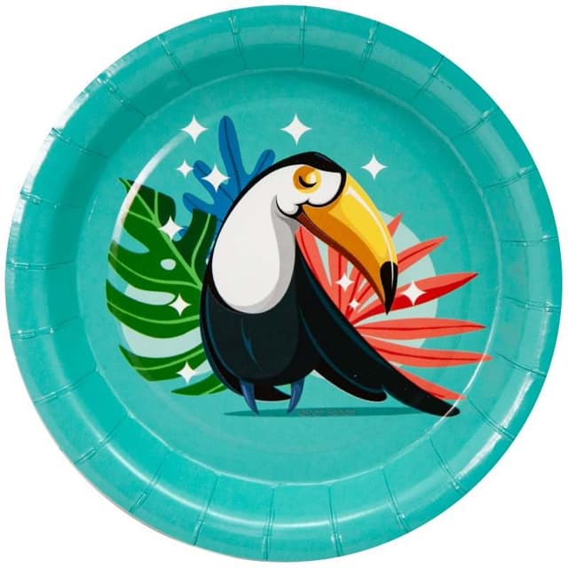 Тарелки (7''/18 см) Милый тукан, Бирюзовый, 6 шт. Тарелки (7''/18 см) Милый тукан, Бирюзовый, 6 шт.
