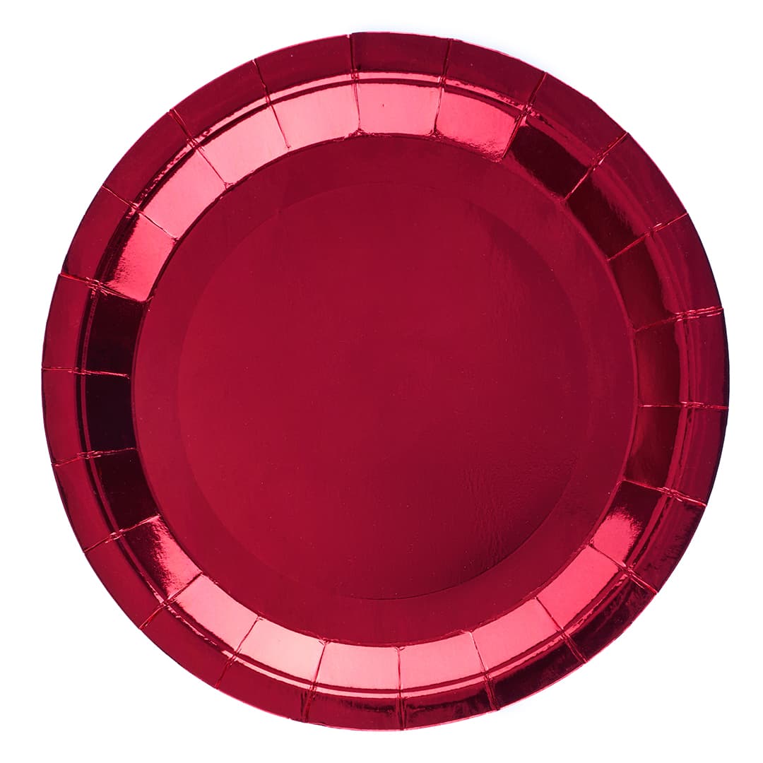 Тарелки (9''/23 см) Красный, Металлик, 6 шт.