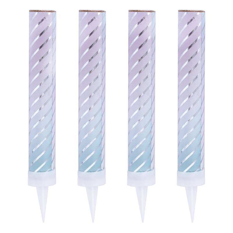 Тортовая свеча "Макаронс" с серебряной печатью 10см , 30 сек.