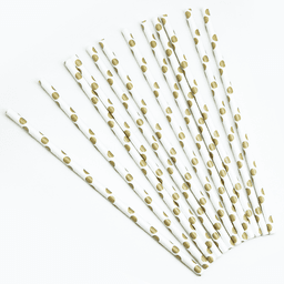 Трубочка д/кокт бум Точки золото/ 12шт/