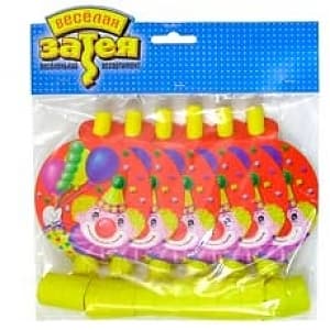 Язык-гудок с карт Клоун с шарами /6шт/