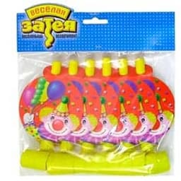 Язык-гудок с карт Клоун с шарами /6шт/