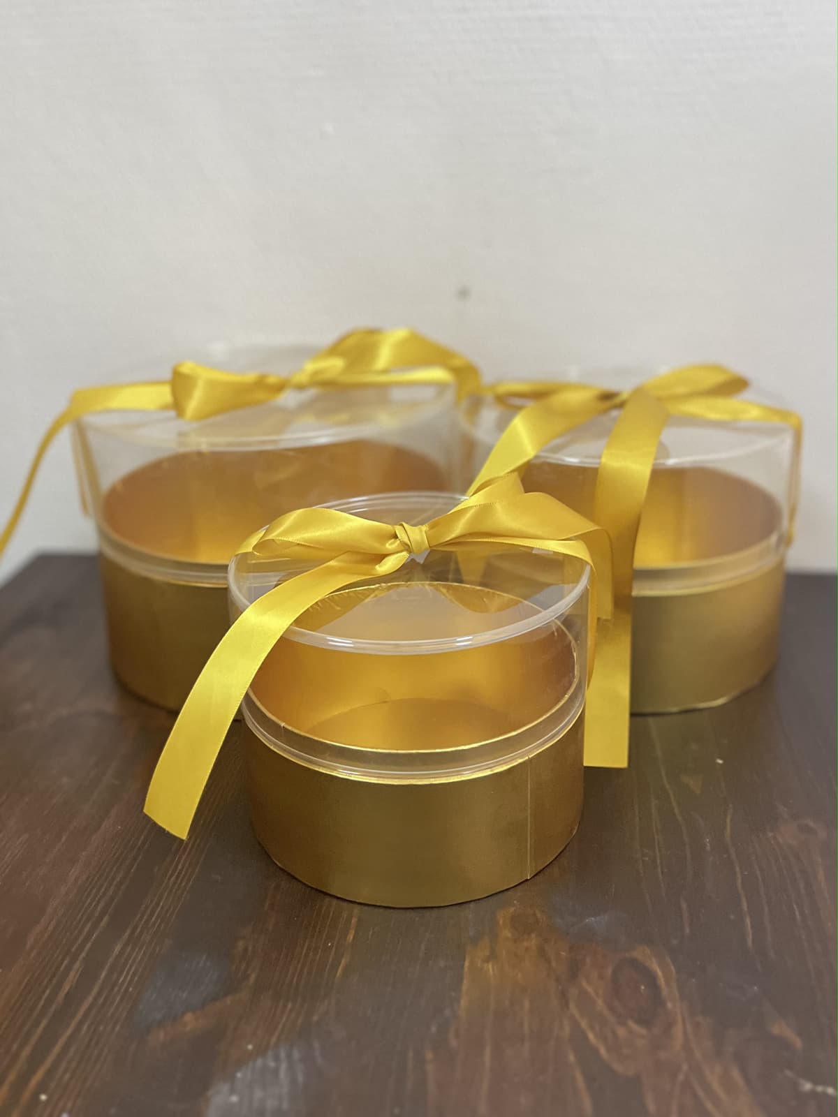 Коробка с прозрачной крышкой, золото, 21,5 x h15 см