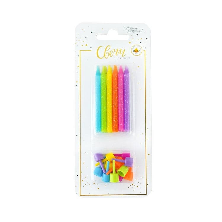 Свечи Сверкающие,ассорти, 6см/12шт